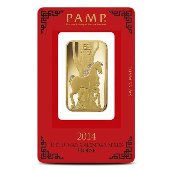 1 oz PAMP Suisse Lunar Horse Gold Bar (New w/ Assay) - Image 3