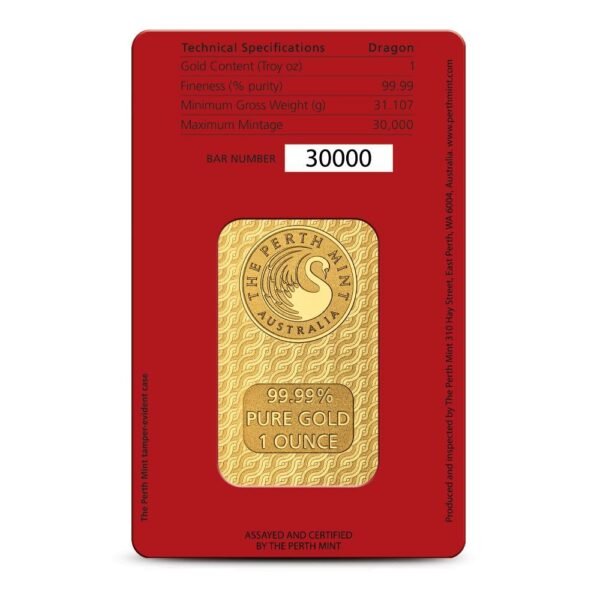 Buy 1 oz Perth Mint Lunar Dragon Gold Bar (New w/ Assay) - Image 2
