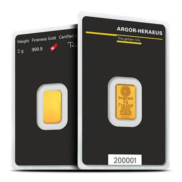 Buy 2 Gram Argor Heraeus Gold Bar (New w/ Assay) - Image 2