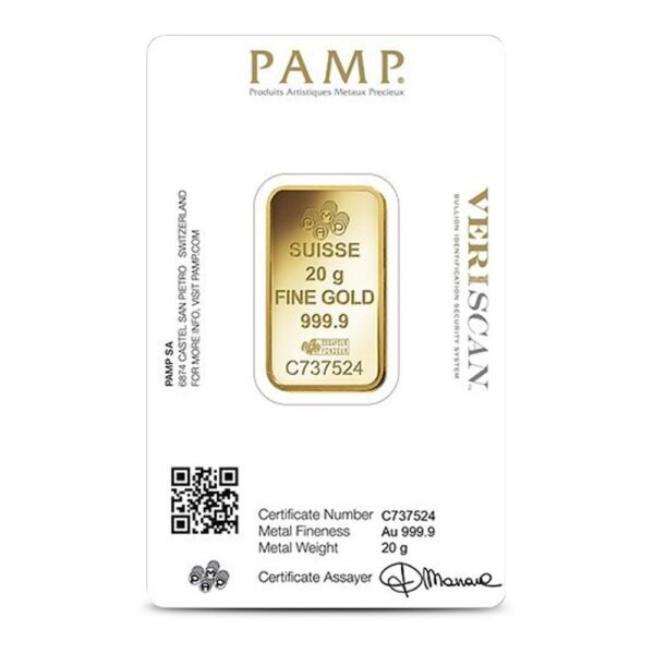 20 Gram PAMP Suisse Fortuna Veriscan Gold Bar (New w/ Assay) - Image 2