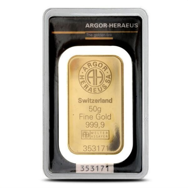 50 Gram Argor Heraeus Gold Bar