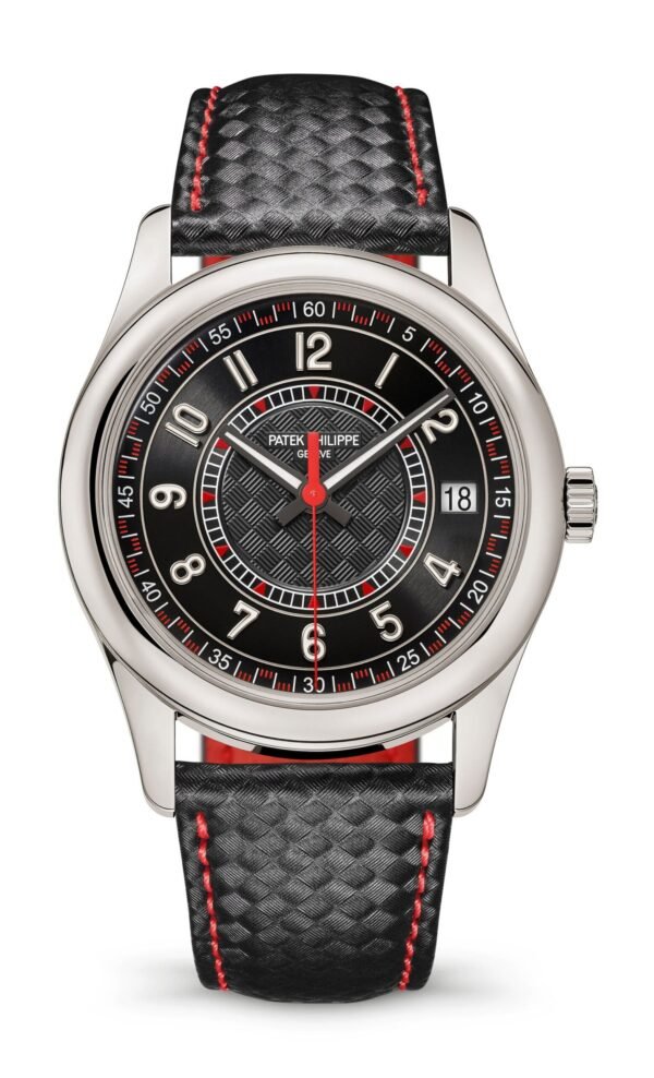Buy Patek Philippe 6007G-010 Calatrava Date Sweep Seconds White Gold Black Carbon Motif Dial Red - Image 10