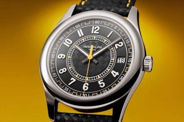 Buy Patek Philippe 6007G-001 Calatrava Date Sweep Seconds White Gold Black Carbon Motif Yellow Dial - Image 2