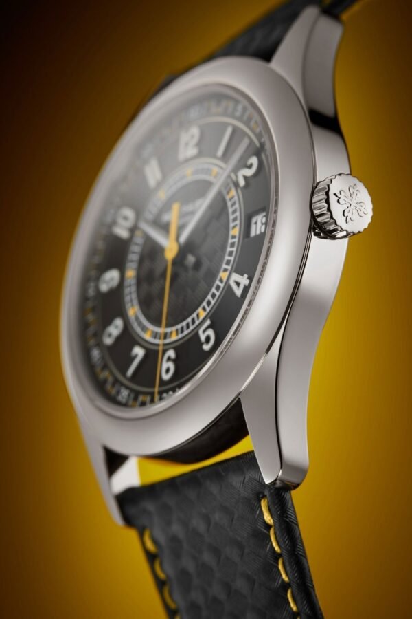 Buy Patek Philippe 6007G-001 Calatrava Date Sweep Seconds White Gold Black Carbon Motif Yellow Dial - Image 3