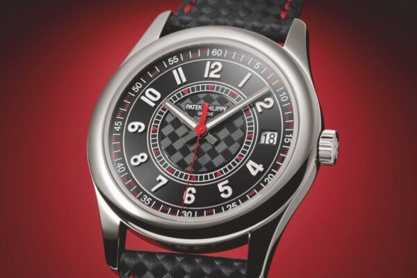 Buy Patek Philippe 6007G-010 Calatrava Date Sweep Seconds White Gold Black Carbon Motif Dial Red - Image 2