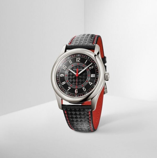 Buy Patek Philippe 6007G-010 Calatrava Date Sweep Seconds White Gold Black Carbon Motif Dial Red - Image 11