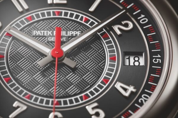 Buy Patek Philippe 6007G-010 Calatrava Date Sweep Seconds White Gold Black Carbon Motif Dial Red - Image 8
