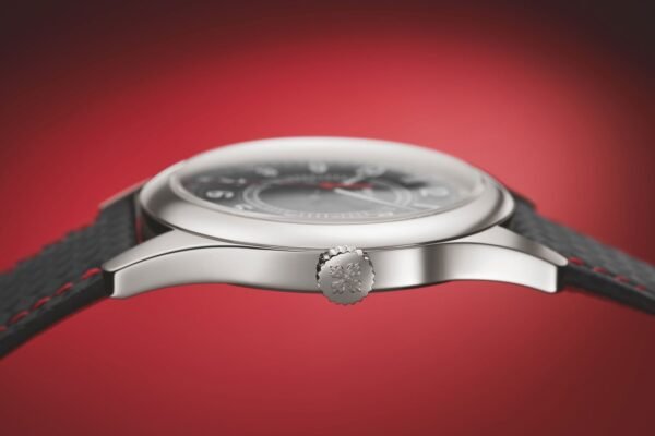 Buy Patek Philippe 6007G-010 Calatrava Date Sweep Seconds White Gold Black Carbon Motif Dial Red - Image 3