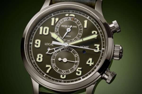 Buy Patek Philippe 5924G-010 Complications Calatrava Pilot Travel Time Chronograph White Gold Khaki Green Dial - Image 6