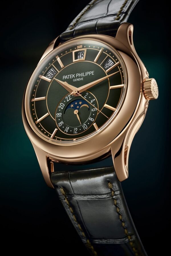 Buy Patek Philippe 5205R-011 Complications Annual Calendar Moon Phases Rose Gold Olive Green Dial