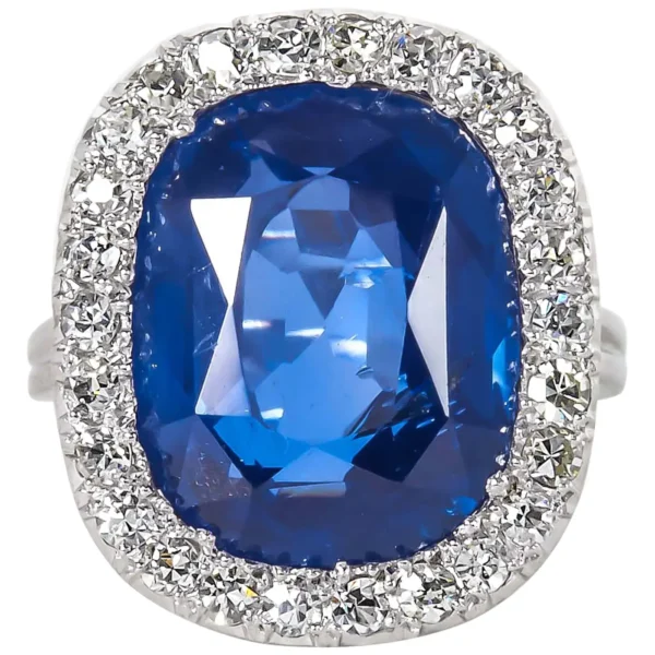 15 Carat Burma No Heat Natural Sapphire Ring Rare GIA Certified - Image 3
