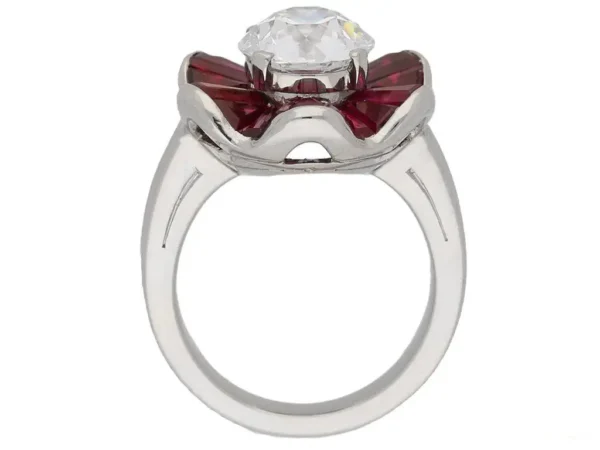 1970s Oscar Heyman Brothers Ruby Diamond Platinum Cluster Ring