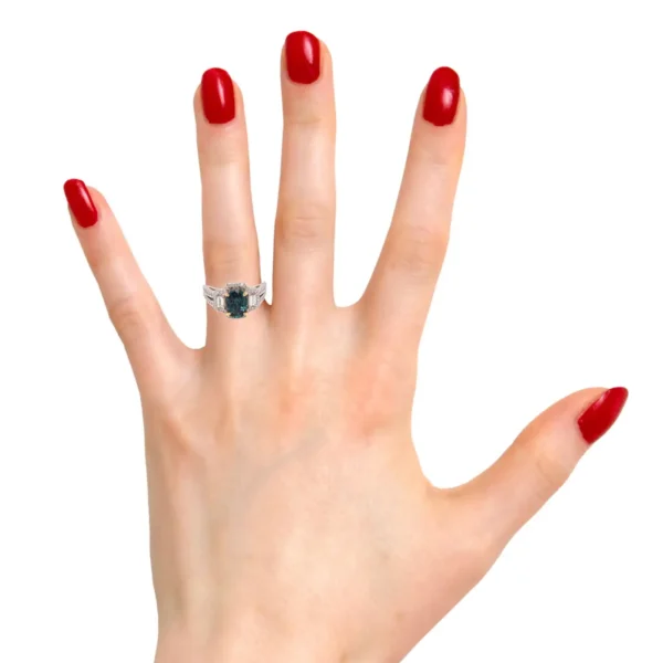 2.02 Carat GIA Certified Alexandrite Chrysoberyl and Diamond Engagement Ring - Image 7