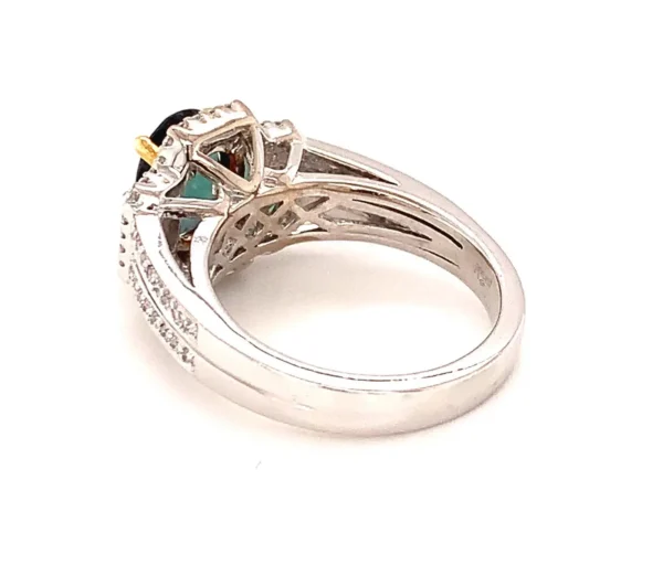 2.02 Carat GIA Certified Alexandrite Chrysoberyl and Diamond Engagement Ring - Image 4