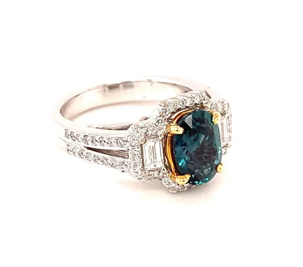 2.02 Carat GIA Certified Alexandrite Chrysoberyl and Diamond Engagement Ring - Image 6