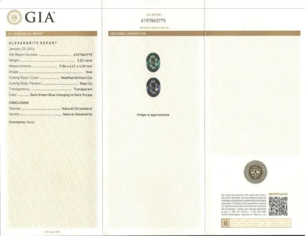 2.02 Carat GIA Certified Alexandrite Chrysoberyl and Diamond Engagement Ring - Image 5