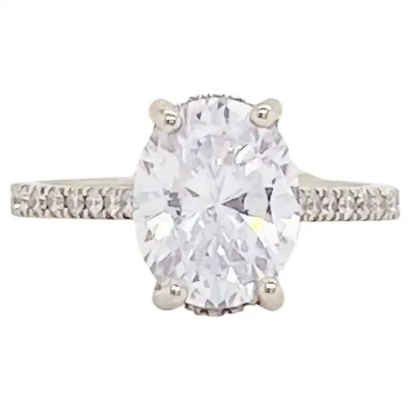 3.50 Carat Oval Diamond Engagement Ring Diamonds on Band 19 Karat Gold - Image 5