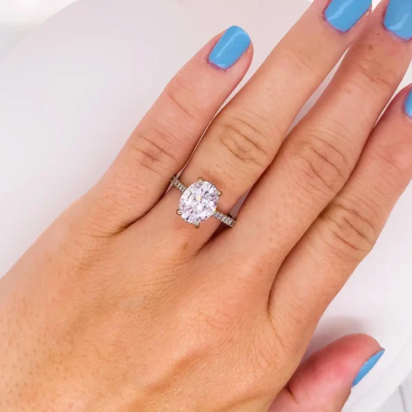 3.50 Carat Oval Diamond Engagement Ring Diamonds on Band 19 Karat Gold - Image 6