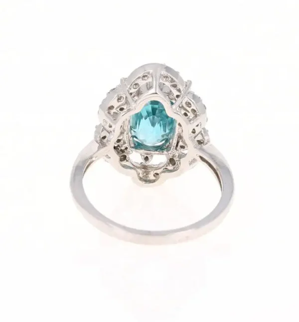 6.05 Carat Blue Zircon Diamond 14 Karat White Gold Ring - Image 3