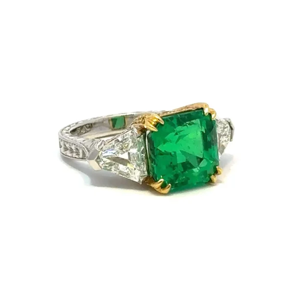 6.18 Carat AGL/AGTA Certified Colombian Emerald and Diamond Ring - Image 6
