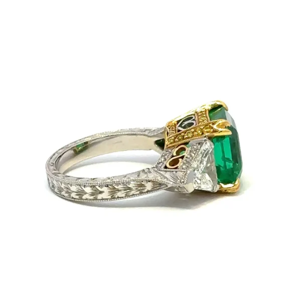 6.18 Carat AGL/AGTA Certified Colombian Emerald and Diamond Ring - Image 5