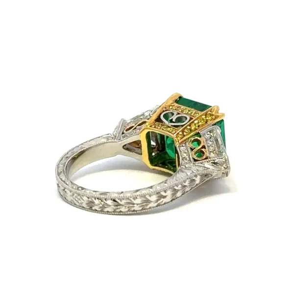 6.18 Carat AGL/AGTA Certified Colombian Emerald and Diamond Ring - Image 4