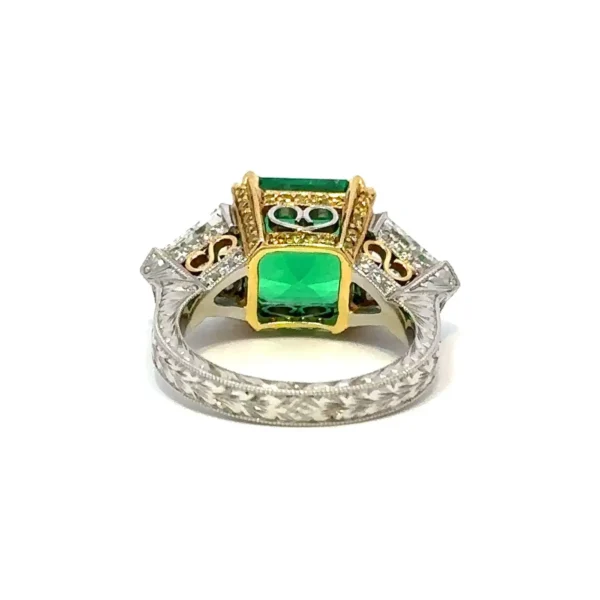 6.18 Carat AGL/AGTA Certified Colombian Emerald and Diamond Ring - Image 3