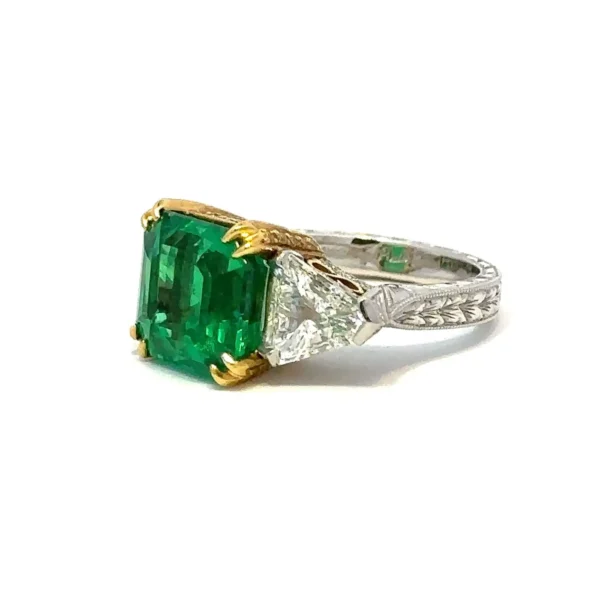 6.18 Carat AGL/AGTA Certified Colombian Emerald and Diamond Ring - Image 2