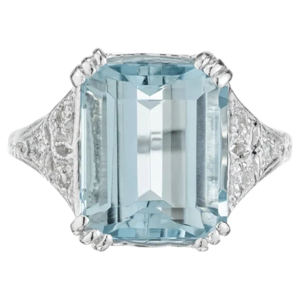 6.25 Carat Aqua Diamond Platinum Cocktail Ring - Image 3