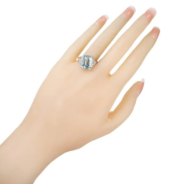 6.25 Carat Aqua Diamond Platinum Cocktail Ring - Image 7