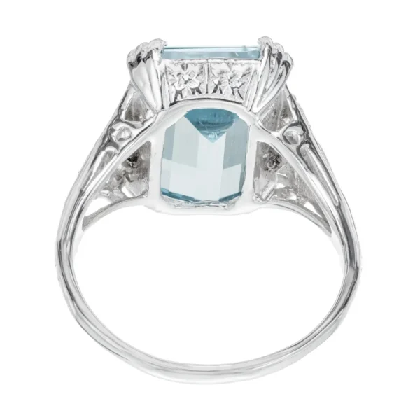 6.25 Carat Aqua Diamond Platinum Cocktail Ring - Image 5