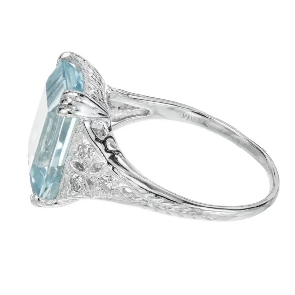 6.25 Carat Aqua Diamond Platinum Cocktail Ring - Image 4