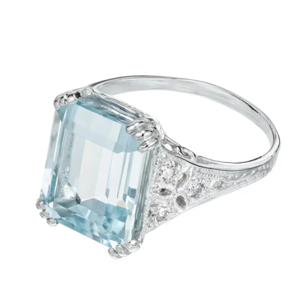 6.25 Carat Aqua Diamond Platinum Cocktail Ring - Image 2