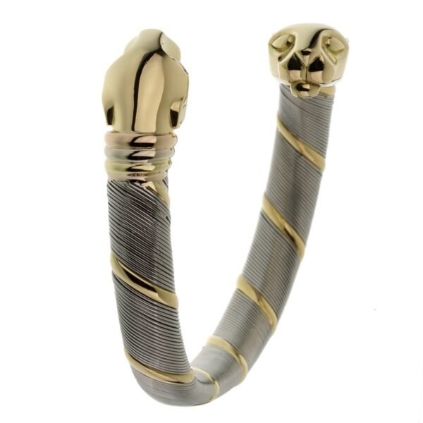 Cartier Panthere Stainless Steel Gold Bangle Bracelet - Image 2