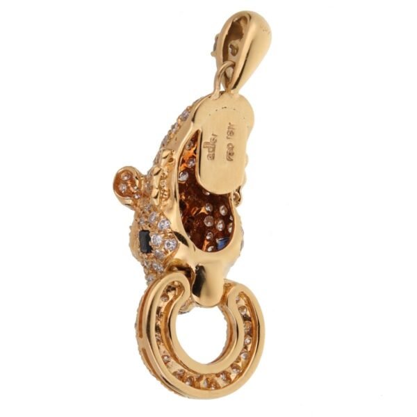 Adler Panther Diamond Sapphire 18k Yellow Gold Pendant - Image 4