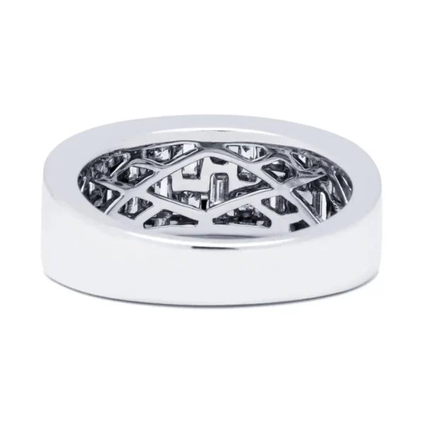Alex Jona Baguette and Square Cut White Diamond 18 Karat White Gold Band Ring - Image 5