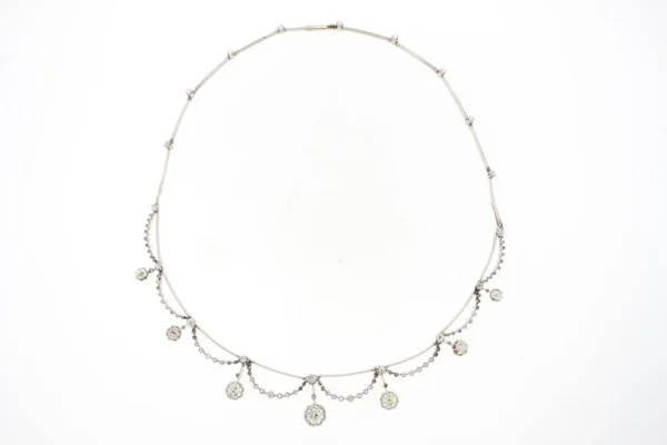 Antique Belle Époque Platinum Diamond Swag Necklace - Image 5