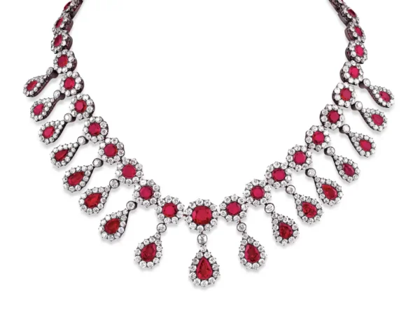 Antique Burma Ruby and Diamond Necklace - Image 2