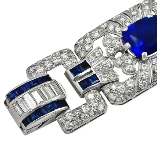 Art Deco Diamond Sapphire Platinum Bracelet - Image 6
