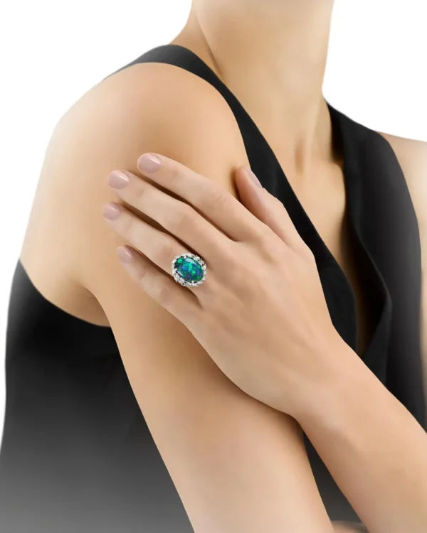 Black Opal and Diamond Ring 8.28 Carat - Image 4
