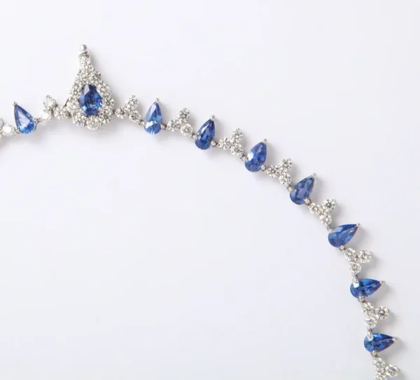 Blue Sapphire and Diamond Drop Necklace - Image 5