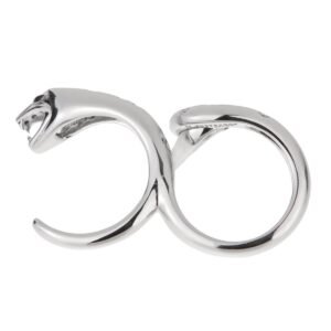 Boucheron Kaa Snake Two Finger White Gold Diamond Ring Sz 6