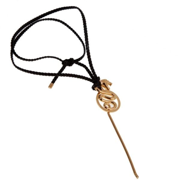 Boucheron Kaa Yellow Gold Snake Braided Leather Necklace - Image 3