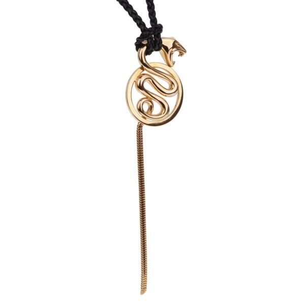 Boucheron Kaa Yellow Gold Snake Braided Leather Necklace - Image 2