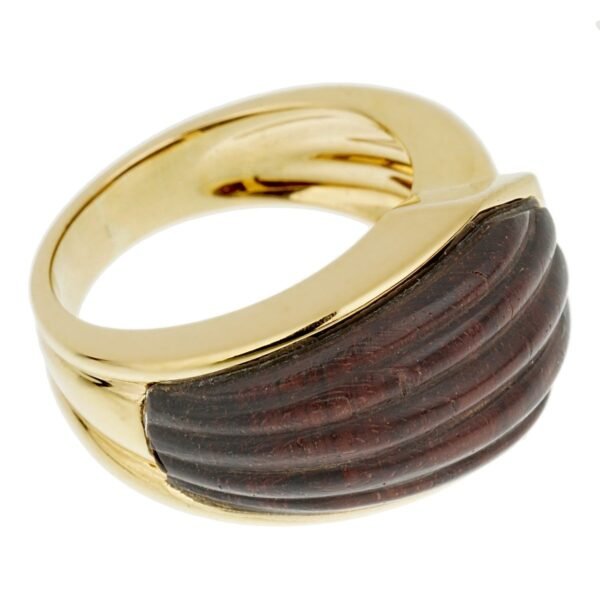 Boucheron Paris Wood Yellow Gold Cocktail Ring Circa 1970s