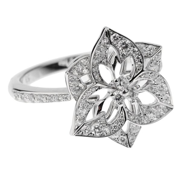 Boucheron Small Flower Diamond White Gold Cocktail Ring Sz 5 3/4 - Image 2