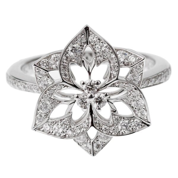Boucheron Small Flower Diamond White Gold Cocktail Ring Sz 6 1/4 - Image 3