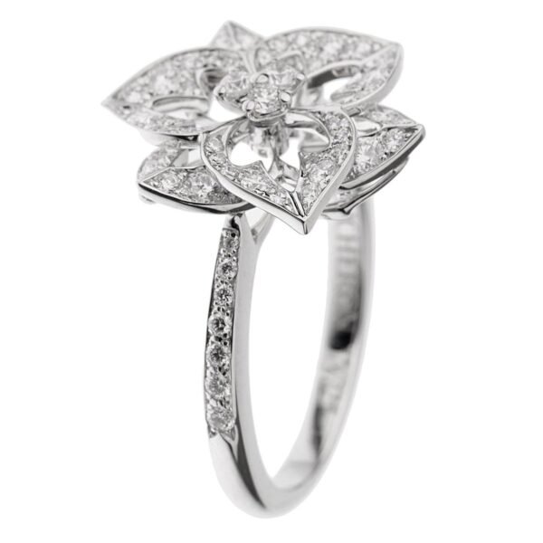 Boucheron Small Flower Diamond White Gold Cocktail Ring Sz 6 1/4 - Image 2