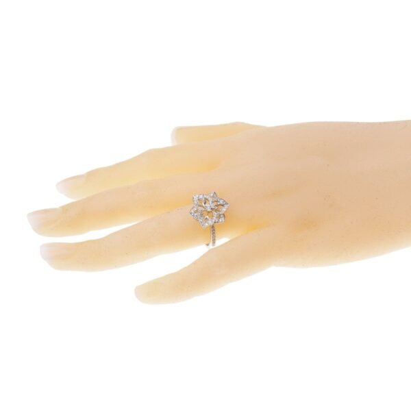 Boucheron Small Flower Diamond White Gold Cocktail Ring Sz 6 3/4 - Image 4