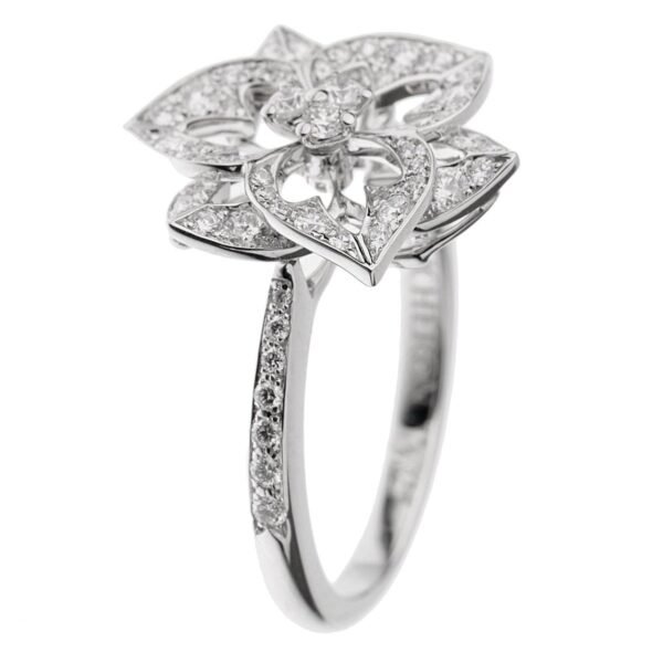 Boucheron Small Flower Diamond White Gold Cocktail Ring Sz 6 3/4 - Image 2